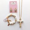 Jewelry set with earrings, necklace, and bracelet.