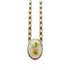 Elegant pendant necklace with floral design.