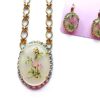 Floral pendant necklace and matching earrings.