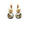 Gold and crystal dangle earrings with pearls.