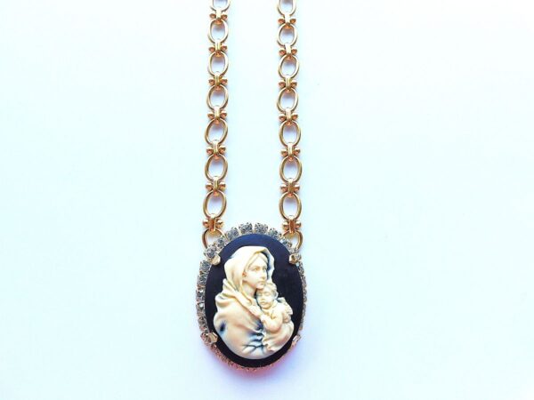 Virgin Mary with Jesus Cameo Necklace