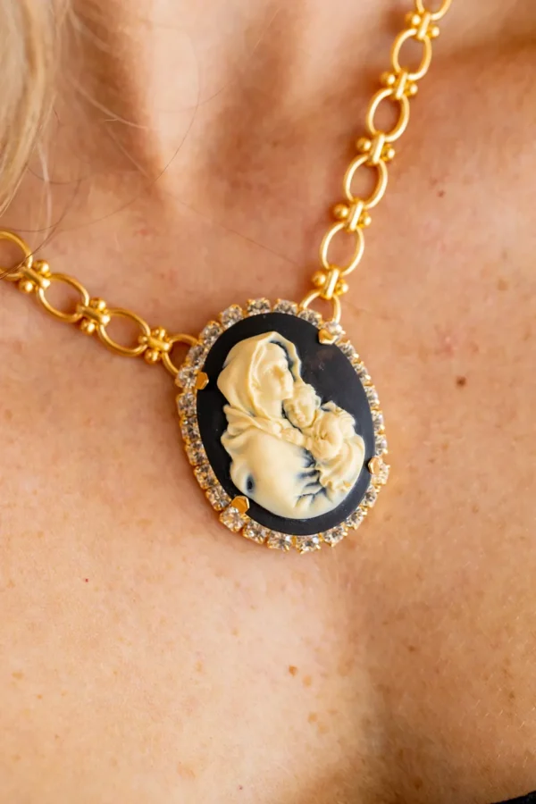 Virgin Mary with Jesus Cameo Necklace - Image 2