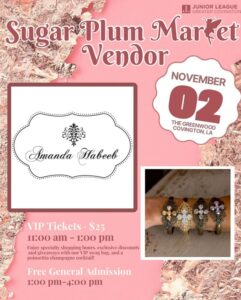 Pink Sugar Plum Market vendor flyer with jewelry